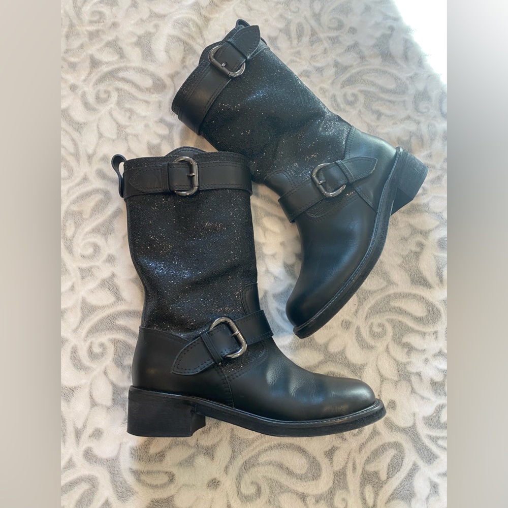 Giuseppe Zanotti gently used black sparkle leather women’s boots